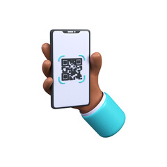 Scan QR code icon with phone.  3d render 