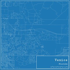 Blueprint US city map of Venice, Florida.
