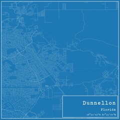 Blueprint US city map of Dunnellon, Florida.