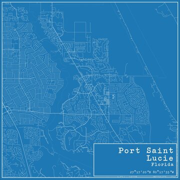 Blueprint US city map of Port Saint Lucie, Florida.