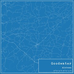 Blueprint US city map of Goodwater, Alabama.
