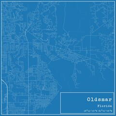 Blueprint US city map of Oldsmar, Florida.
