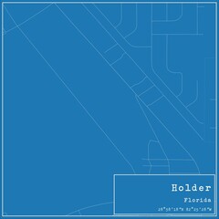 Blueprint US city map of Holder, Florida.