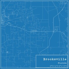 Fototapeta premium Blueprint US city map of Brooksville, Florida.