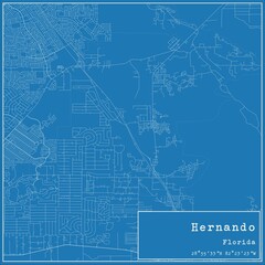 Blueprint US city map of Hernando, Florida.