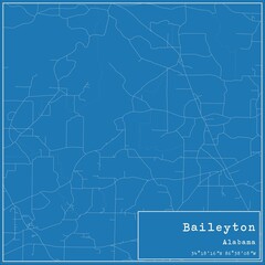 Blueprint US city map of Baileyton, Alabama.