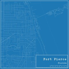 Blueprint US city map of Fort Pierce, Florida.