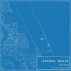 Blueprint US city map of Jensen Beach, Florida.