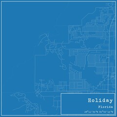 Blueprint US city map of Holiday, Florida.