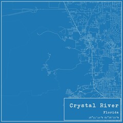 Blueprint US city map of Crystal River, Florida.