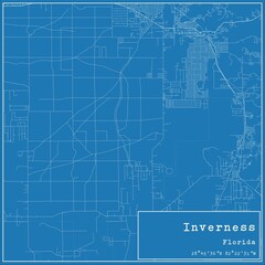 Fototapeta premium Blueprint US city map of Inverness, Florida.