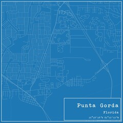 Blueprint US city map of Punta Gorda, Florida.