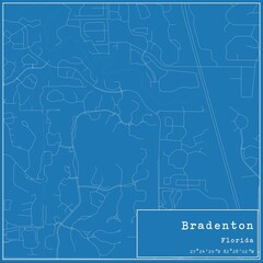 Blueprint US city map of Bradenton, Florida.