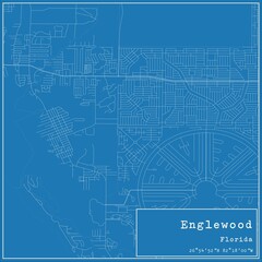 Blueprint US city map of Englewood, Florida.