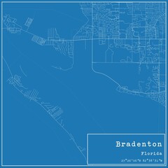 Blueprint US city map of Bradenton, Florida.