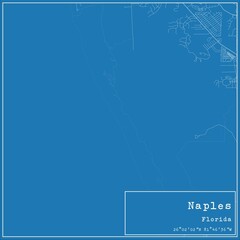 Blueprint US city map of Naples, Florida.