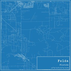 Blueprint US city map of Felda, Florida.