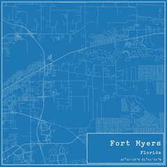 Blueprint US city map of Fort Myers, Florida.