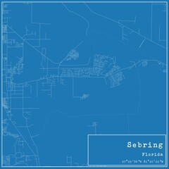 Blueprint US city map of Sebring, Florida.