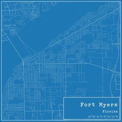 Blueprint US city map of Fort Myers, Florida.