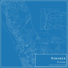 Blueprint US city map of Nokomis, Florida.