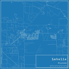 Blueprint US city map of Labelle, Florida.