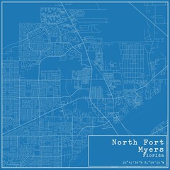 Fototapeta premium Blueprint US city map of North Fort Myers, Florida.