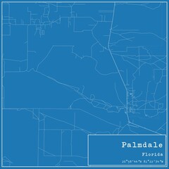 Blueprint US city map of Palmdale, Florida.