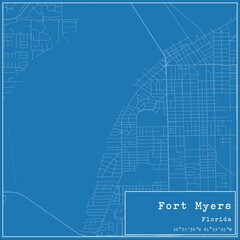 Fototapeta premium Blueprint US city map of Fort Myers, Florida.