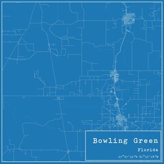 Blueprint US city map of Bowling Green, Florida.