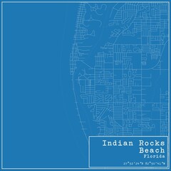 Blueprint US city map of Indian Rocks Beach, Florida.