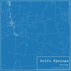 Blueprint US city map of Zolfo Springs, Florida.