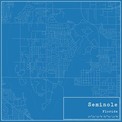 Blueprint US city map of Seminole, Florida.
