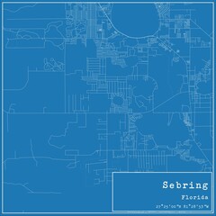 Fototapeta premium Blueprint US city map of Sebring, Florida.