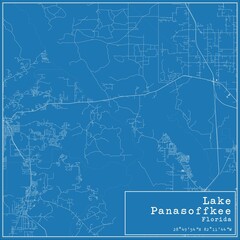 Blueprint US city map of Lake Panasoffkee, Florida.