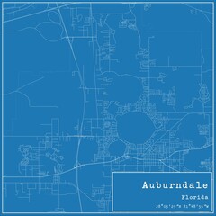 Blueprint US city map of Auburndale, Florida.