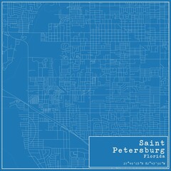 Blueprint US city map of Saint Petersburg, Florida.