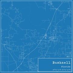 Blueprint US city map of Bushnell, Florida.