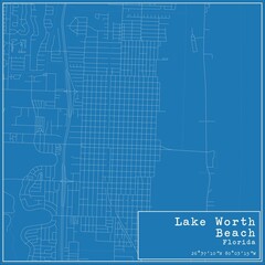 Blueprint US city map of Lake Worth Beach, Florida.