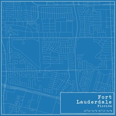 Blueprint US city map of Fort Lauderdale, Florida.