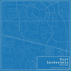 Blueprint US city map of Fort Lauderdale, Florida.