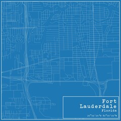 Fototapeta premium Blueprint US city map of Fort Lauderdale, Florida.