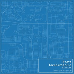 Blueprint US city map of Fort Lauderdale, Florida.