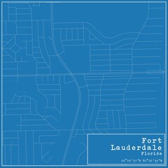 Fototapeta premium Blueprint US city map of Fort Lauderdale, Florida.