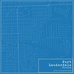 Blueprint US city map of Fort Lauderdale, Florida.