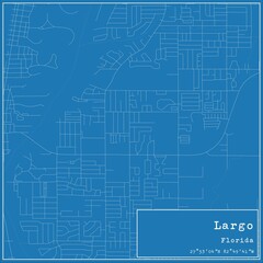 Blueprint US city map of Largo, Florida.