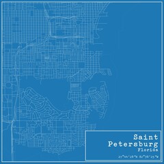 Blueprint US city map of Saint Petersburg, Florida.