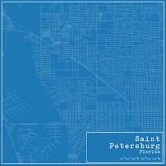 Blueprint US city map of Saint Petersburg, Florida.
