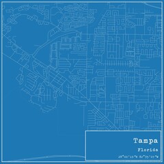 Blueprint US city map of Tampa, Florida.