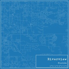 Blueprint US city map of Riverview, Florida.